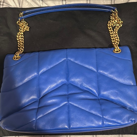 Yves Saint Laurent Blue Gold Quilted Shoulder Bag - Picture 7 of 10